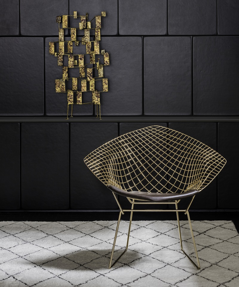 Knill, Diamond_Chair Gold By Harry Bertoia